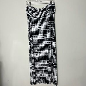 NEW Calvin Klein Stretchy Maxi Skirt Jersey Knit Black & White Pattern 187